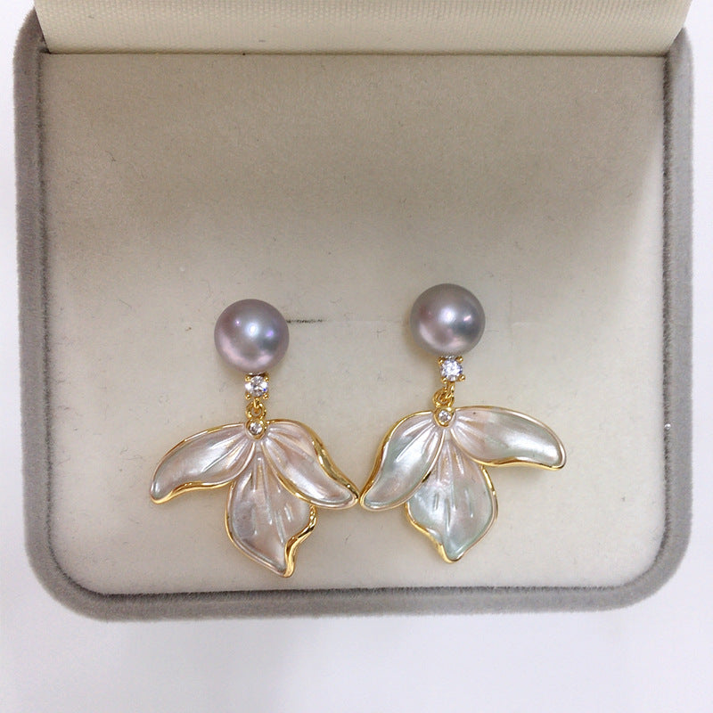 Koyace 18K Gold Tassel Natural Freshwater Pearl Earrings S925 Needle