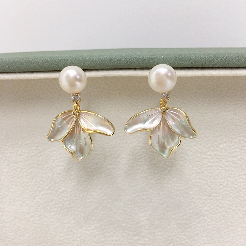 Koyace 18K Gold Tassel Natural Freshwater Pearl Earrings S925 Needle