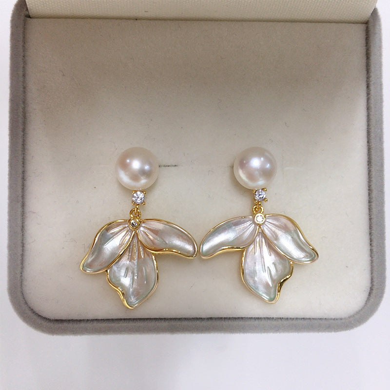 Koyace 18K Gold Tassel Natural Freshwater Pearl Earrings S925 Needle