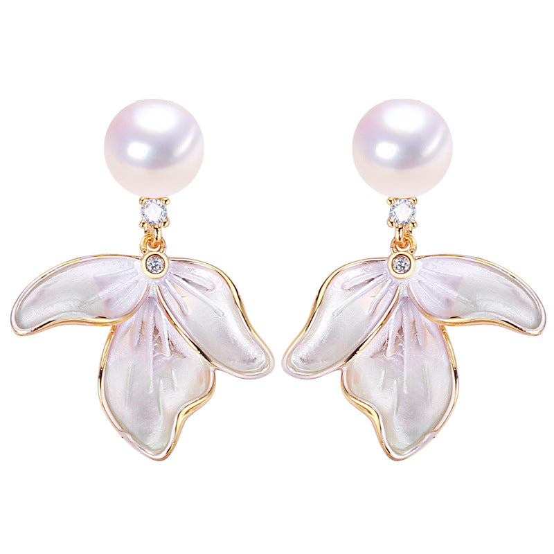Koyace 18K Gold Tassel Natural Freshwater Pearl Earrings S925 Needle