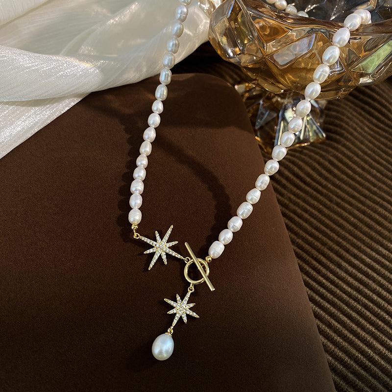 Koyace 5-6mm Octagonal Toggle Clasped Pearl Necklace