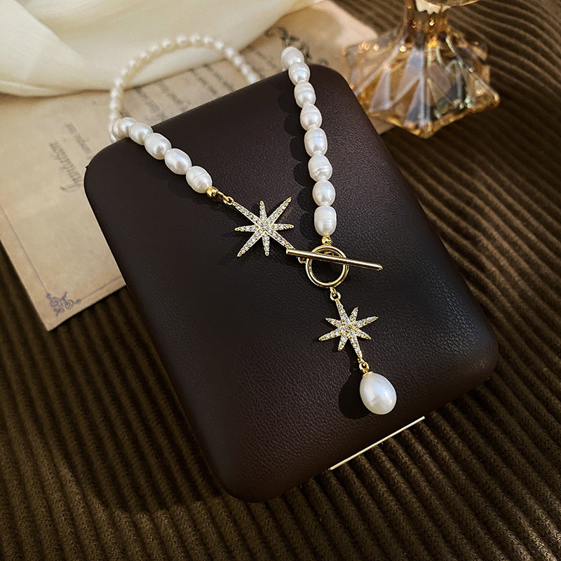 Koyace 5-6mm Octagonal Toggle Clasped Pearl Necklace