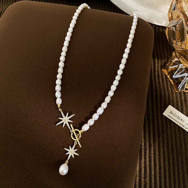 Koyace 5-6mm Octagonal Toggle Clasped Pearl Necklace