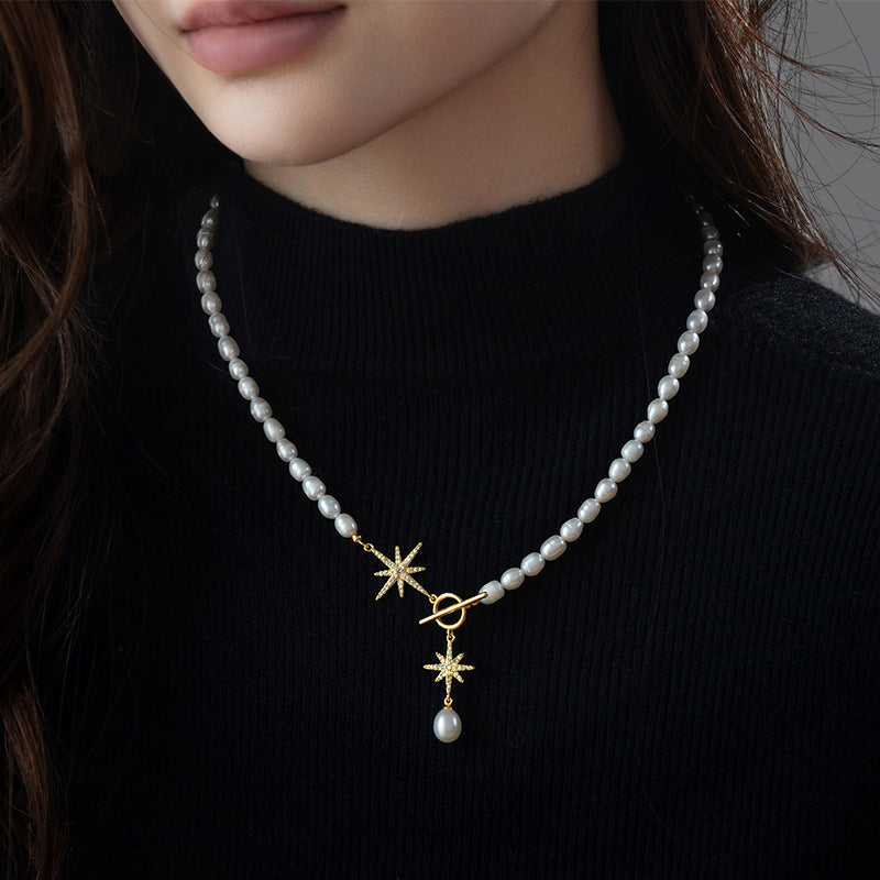 Koyace 5-6mm Octagonal Toggle Clasped Pearl Necklace
