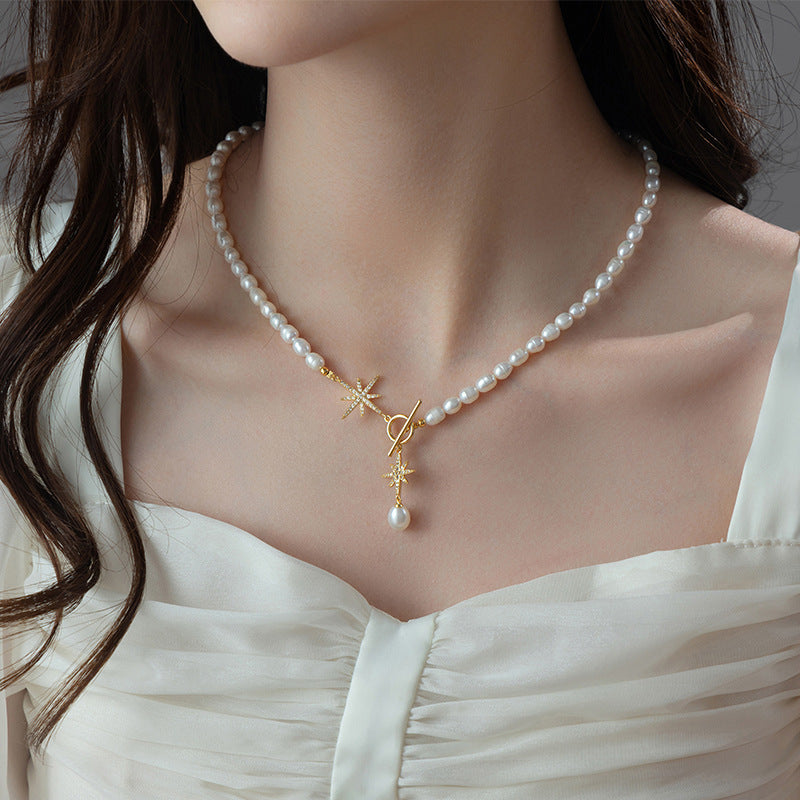 Koyace 5-6mm Octagonal Toggle Clasped Pearl Necklace