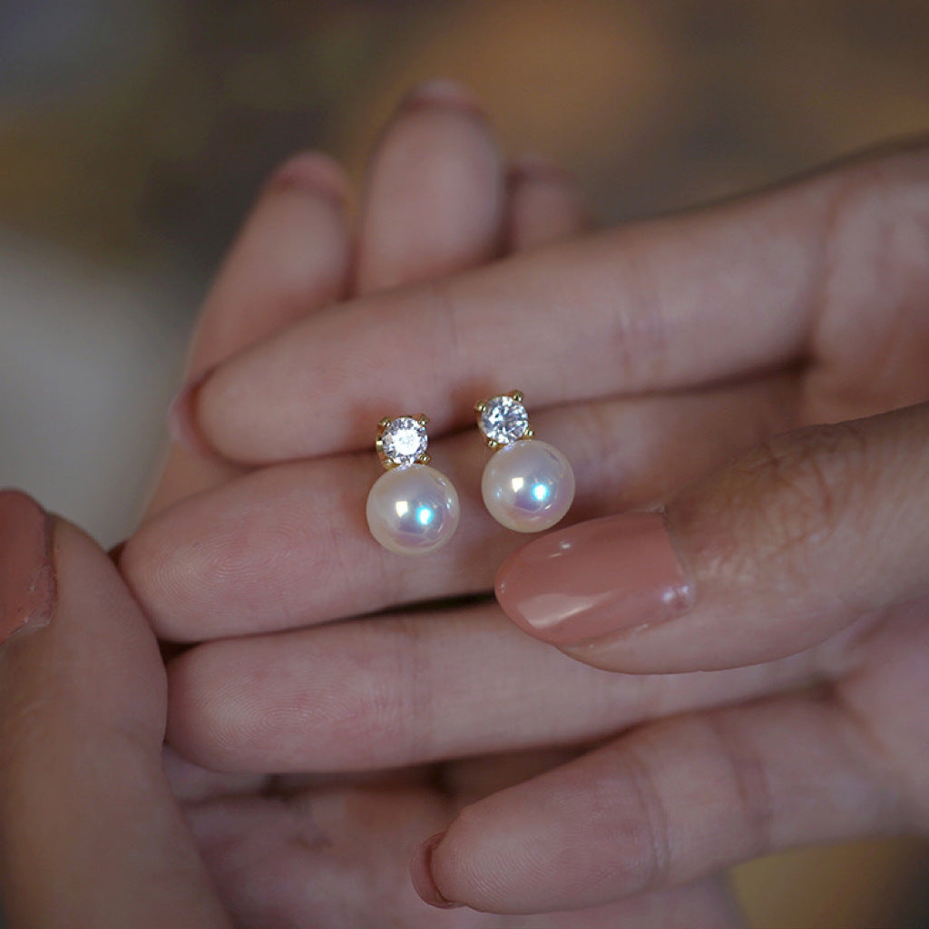 Koyace 6A Intense light Freshwater Flat Round Pearl S925 earrings