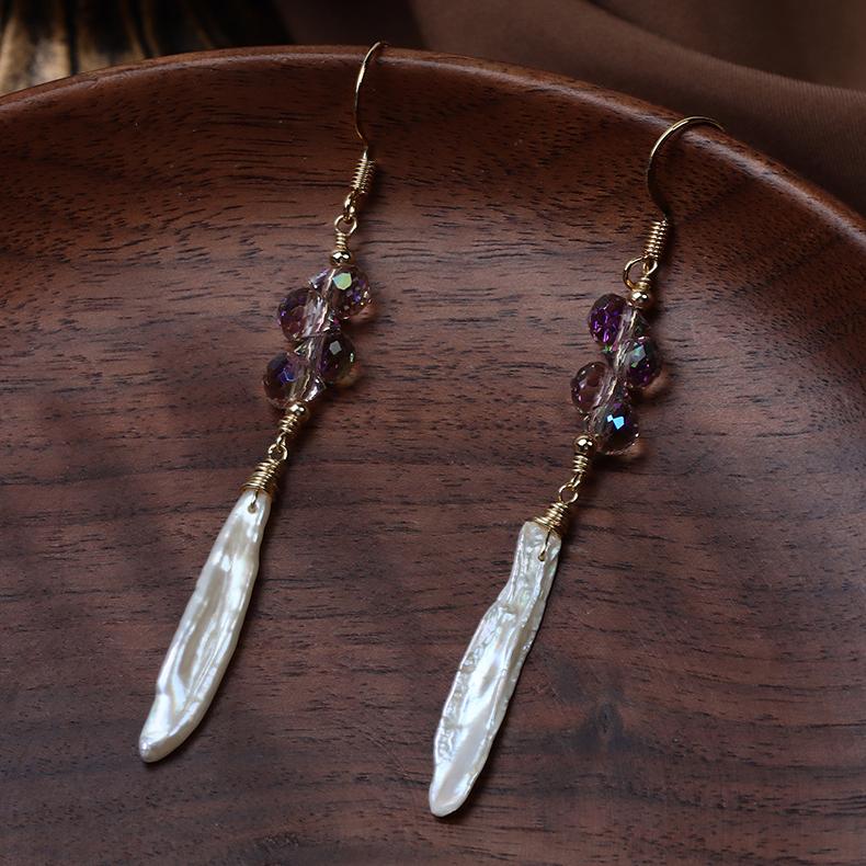 Koyace Amethyst Baroque Pearl Spear Earrings