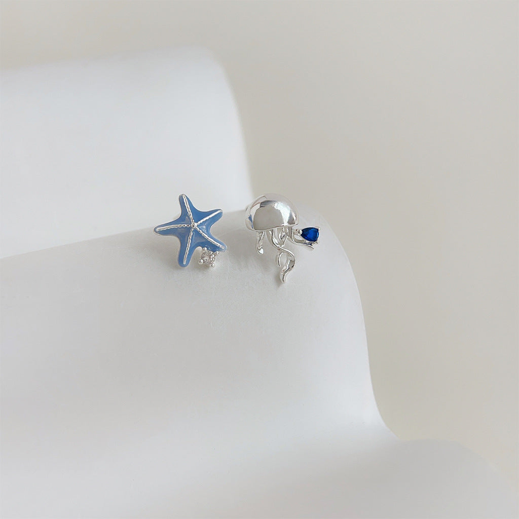 Koyace Asymmetric Starfish & Jellyfish Stud Earrings