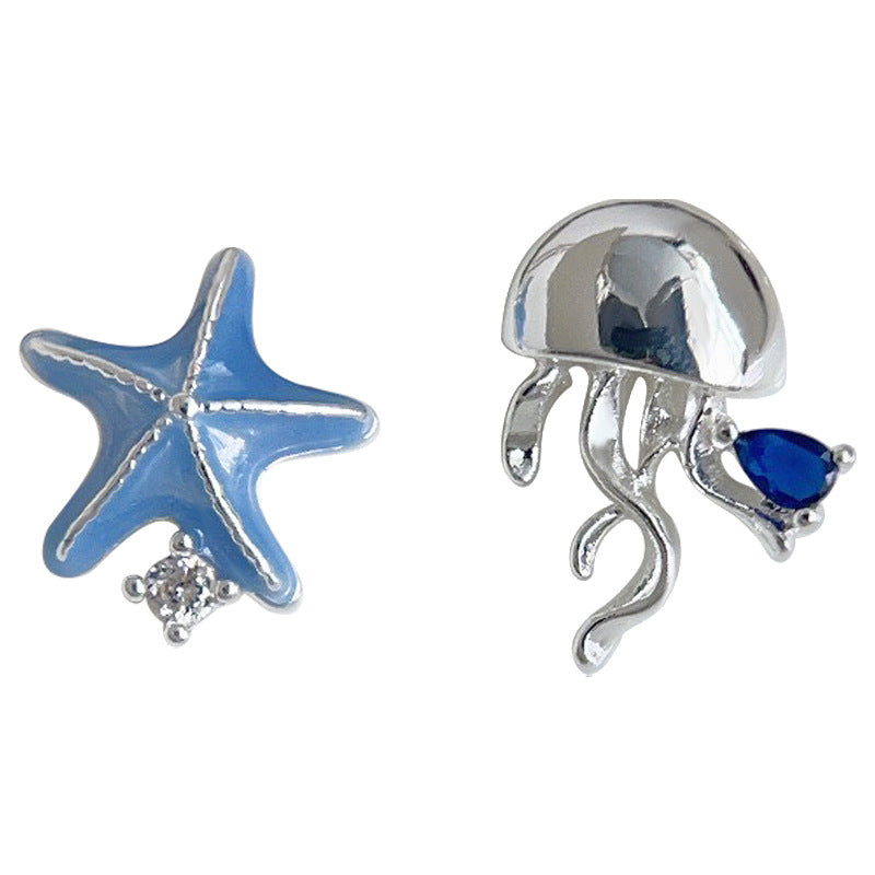 Koyace Asymmetric Starfish & Jellyfish Stud Earrings