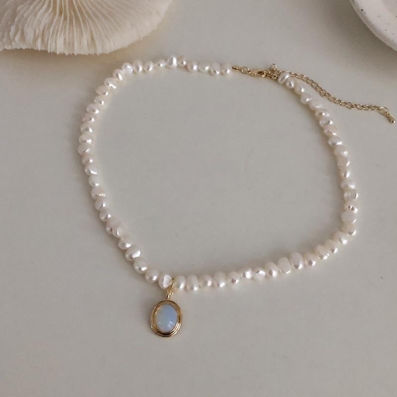 Koyace Baroque Pearl Moonstone Pendant Necklace
