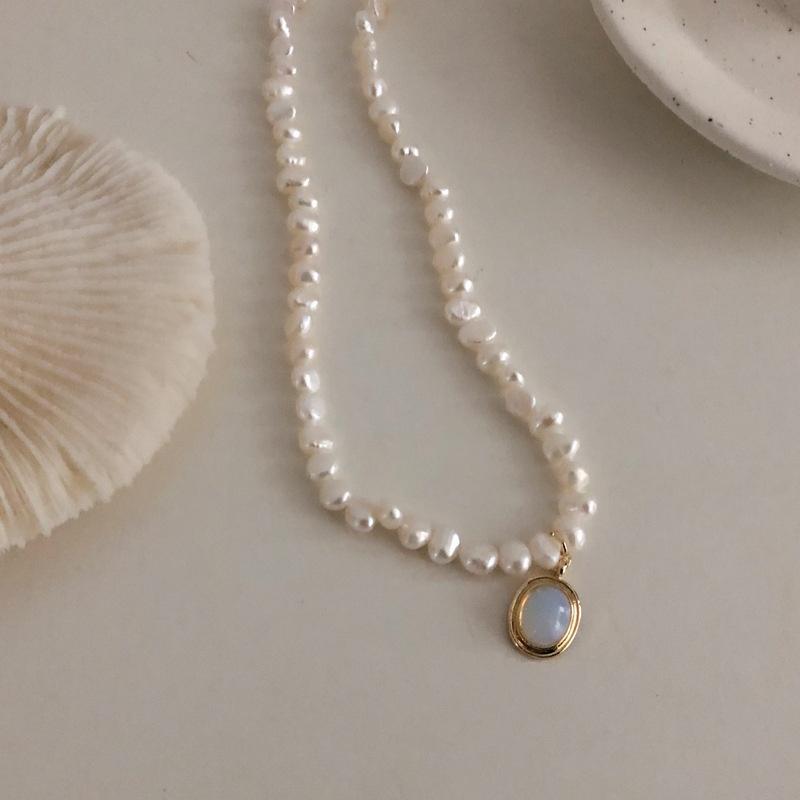 Koyace Baroque Pearl Moonstone Pendant Necklace