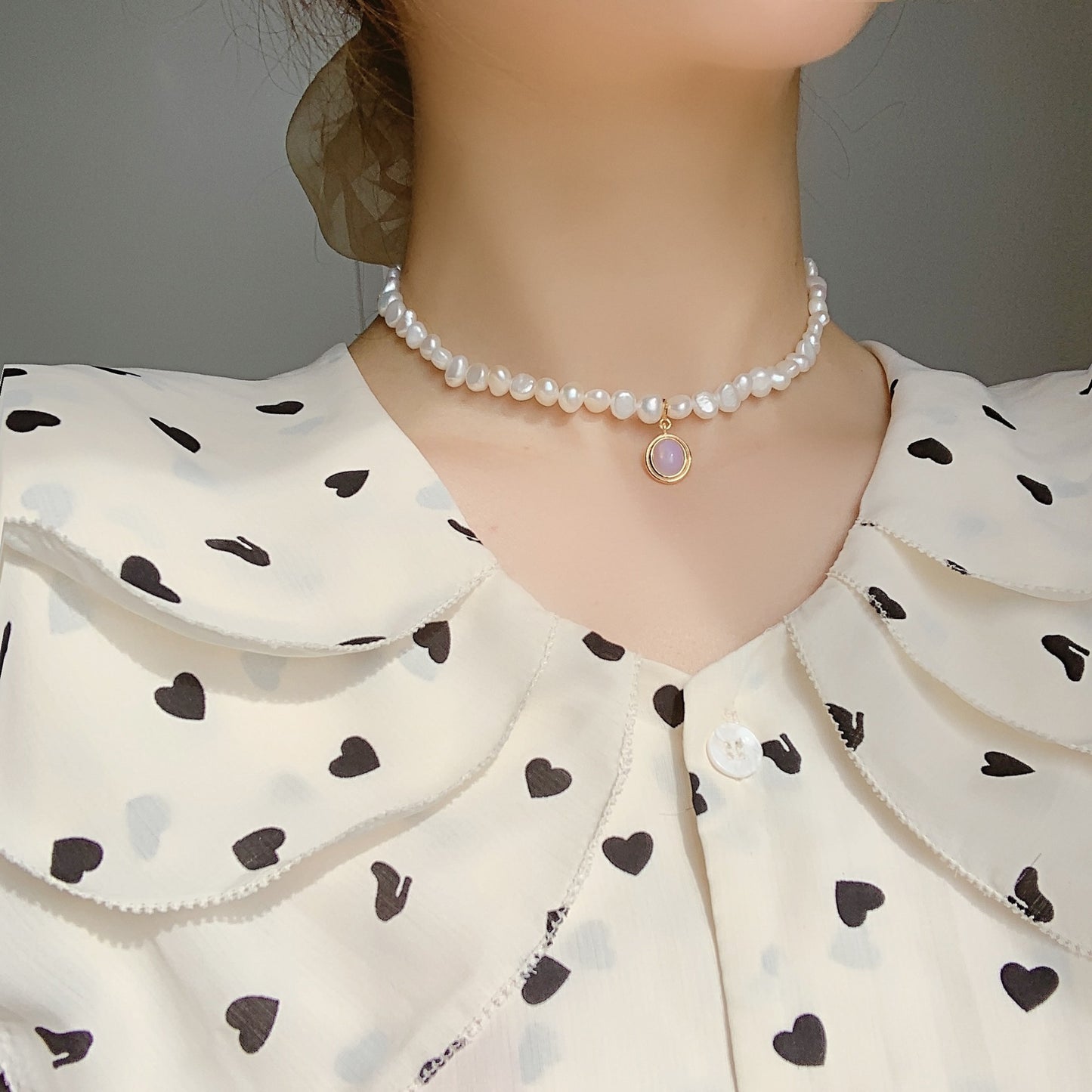 Koyace Baroque Pearl Moonstone Pendant Necklace