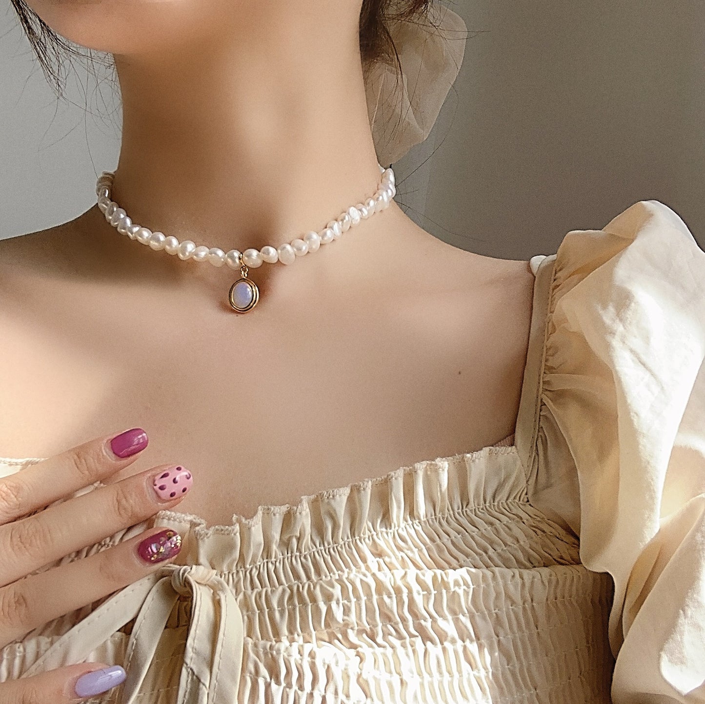 Koyace Baroque Pearl Moonstone Pendant Necklace