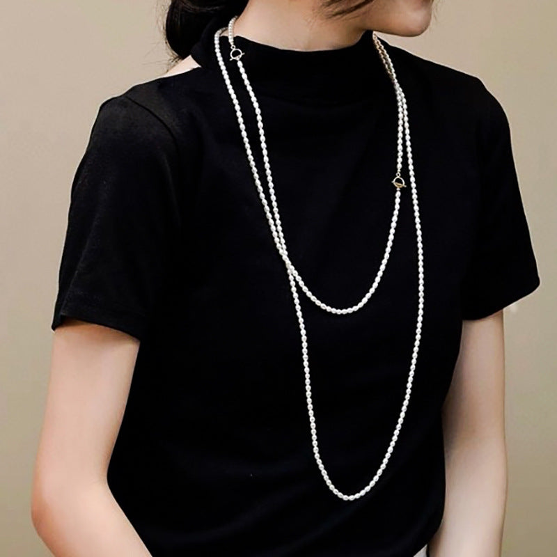 Koyace Bead 14k Gold-Inlaid OT Clasp Pearl Necklace