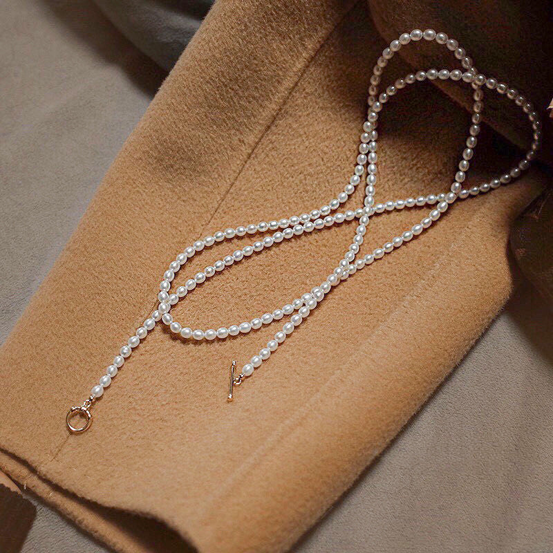 Koyace Bead 14k Gold-Inlaid OT Clasp Pearl Necklace