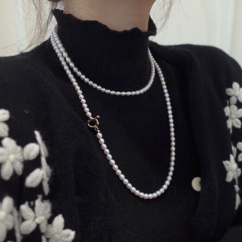 Koyace Bead 14k Gold-Inlaid OT Clasp Pearl Necklace