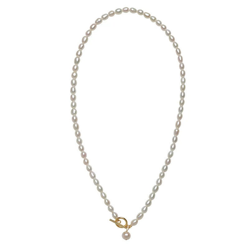 Koyace Bead 14k Gold-Inlaid OT Clasp Pearl Necklace