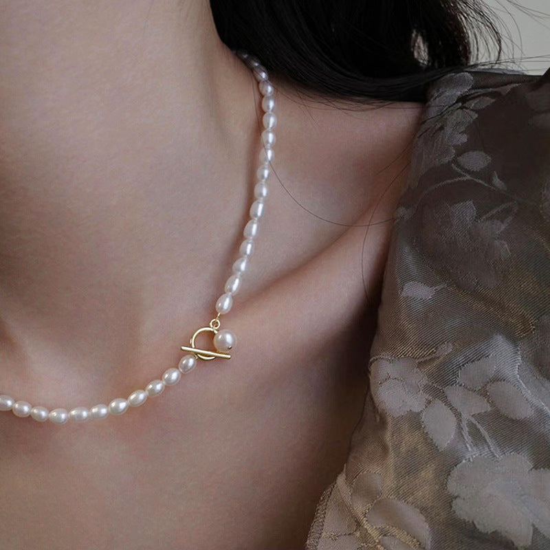 Koyace Bead 14k Gold-Inlaid OT Clasp Pearl Necklace