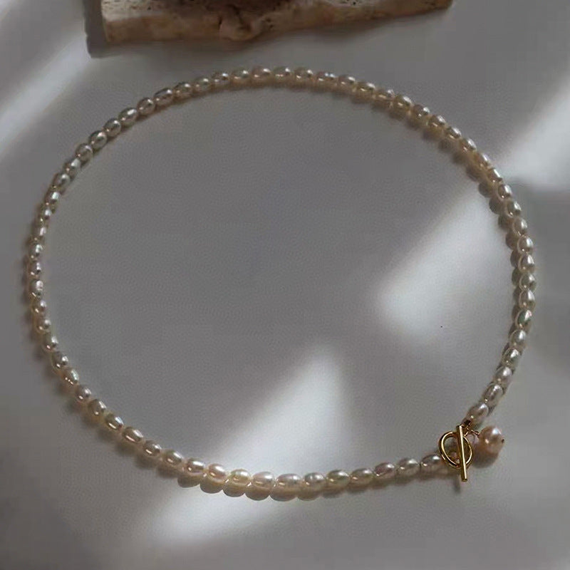 Koyace Bead 14k Gold-Inlaid OT Clasp Pearl Necklace