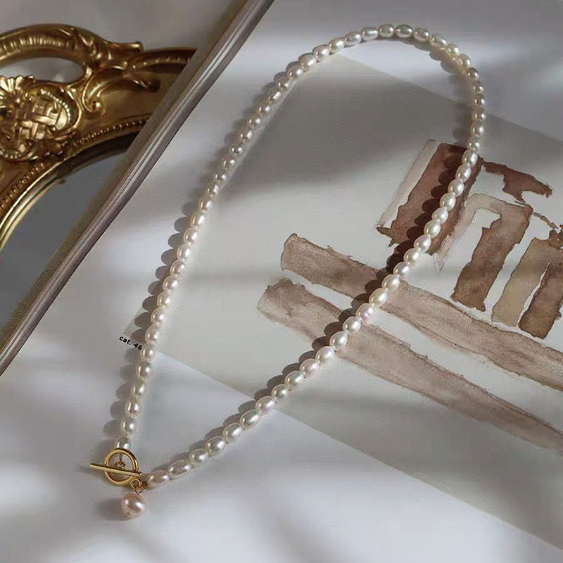 Koyace Bead 14k Gold-Inlaid OT Clasp Pearl Necklace