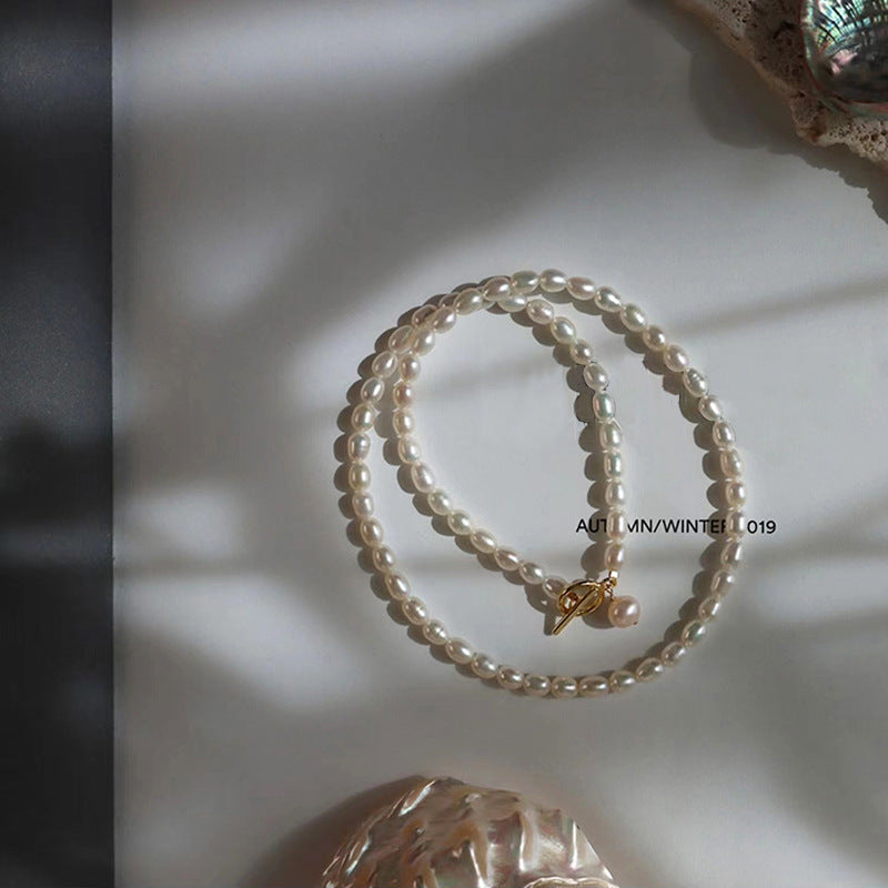 Koyace Bead 14k Gold-Inlaid OT Clasp Pearl Necklace