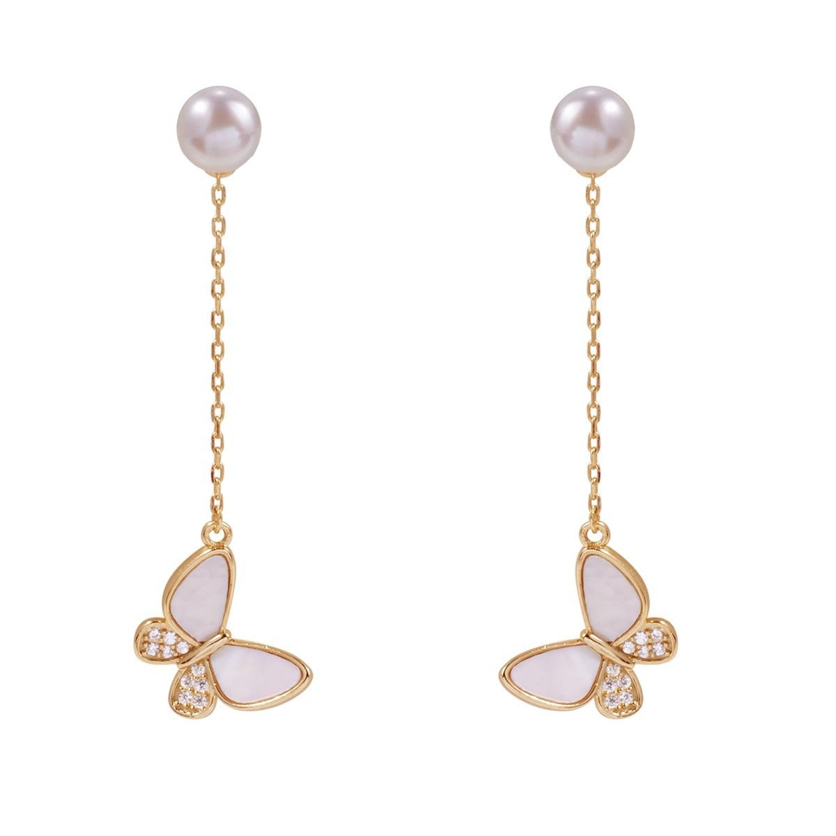 Koyace Butterfly 6A Freshwater Pearl S925 Long Earrings