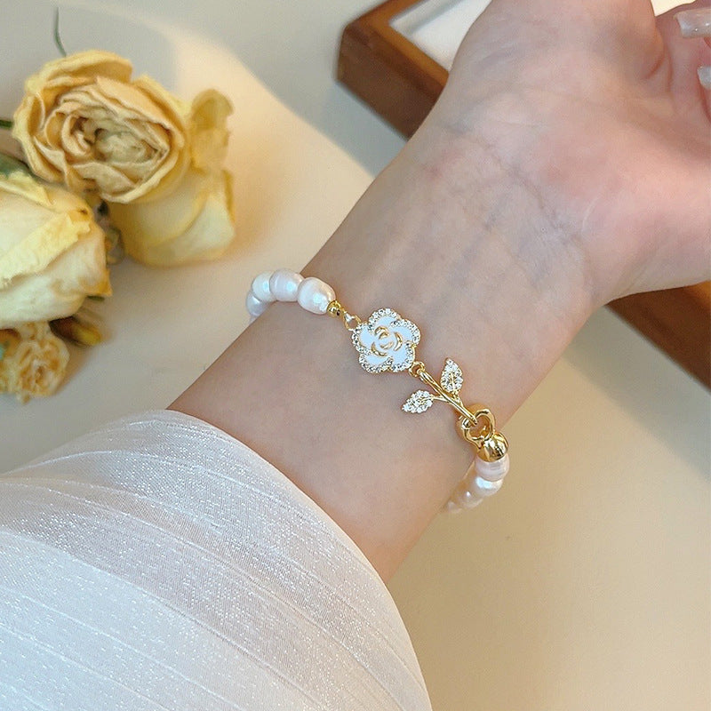 Koyace Camellia Beaded Oval Pearl Bracelet