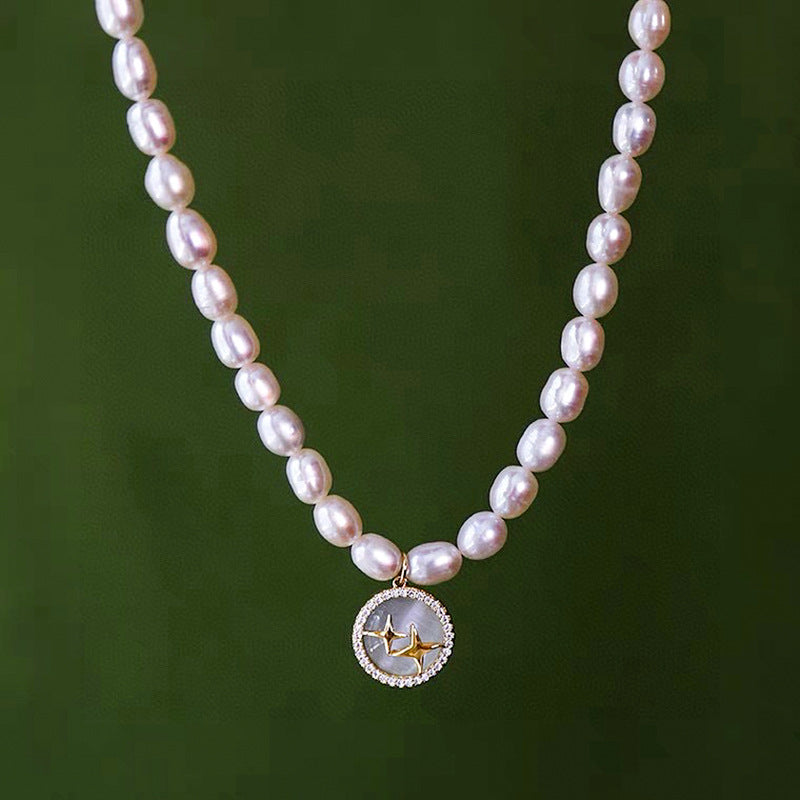 Koyace Cat's Eye Starlight Pendant Pearl Necklace