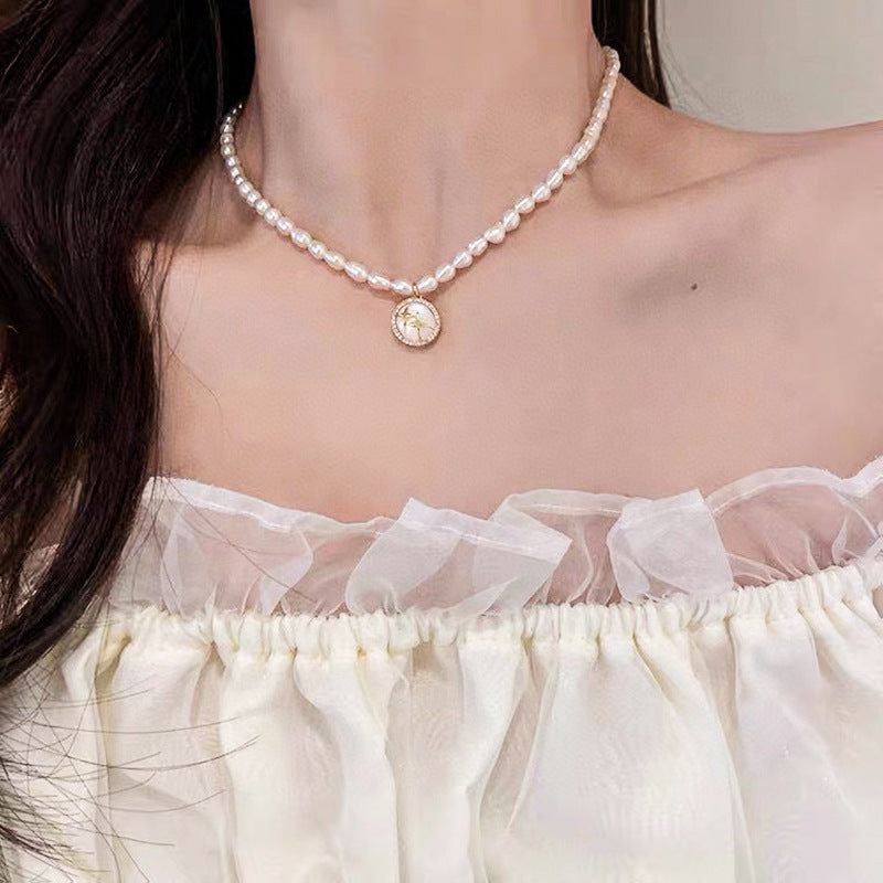 Koyace Cat's Eye Starlight Pendant Pearl Necklace