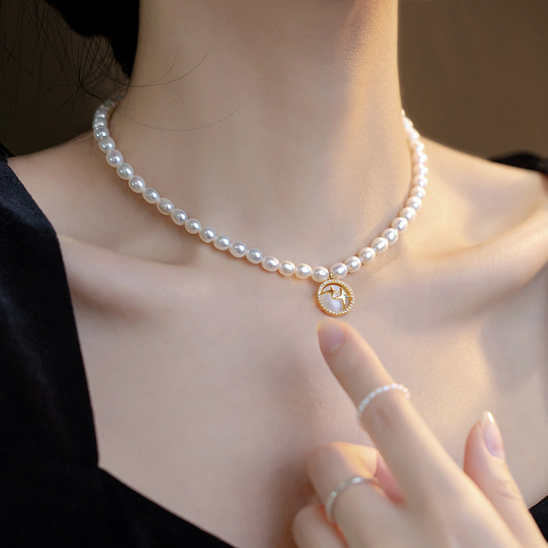 Koyace Cat's Eye Starlight Pendant Pearl Necklace