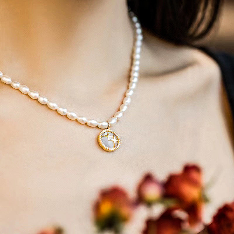 Koyace Cat's Eye Starlight Pendant Pearl Necklace