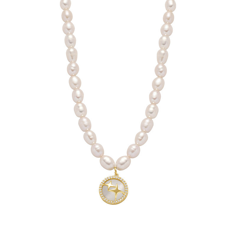 Koyace Cat's Eye Starlight Pendant Pearl Necklace