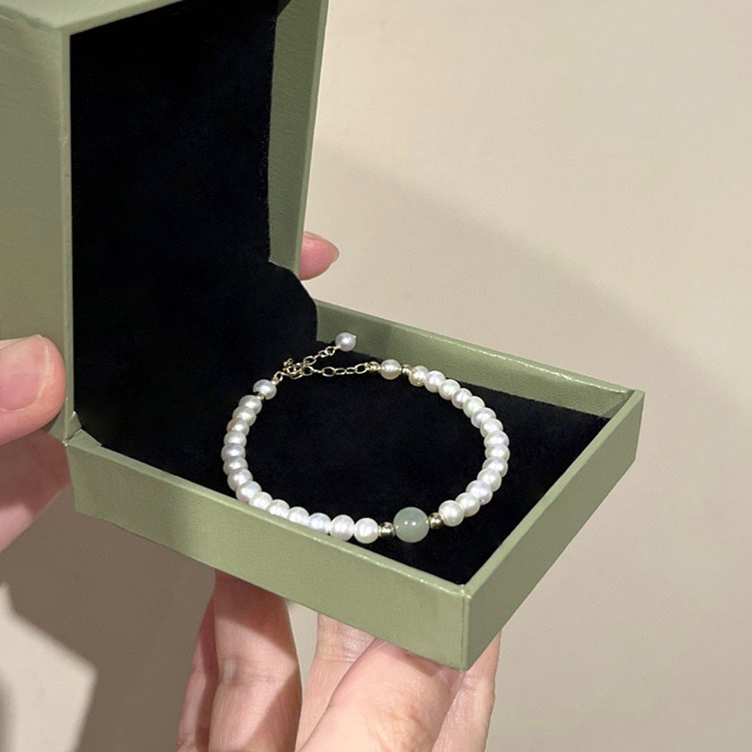 Koyace Classical Bead Pearl Hetian Jade Bracelet