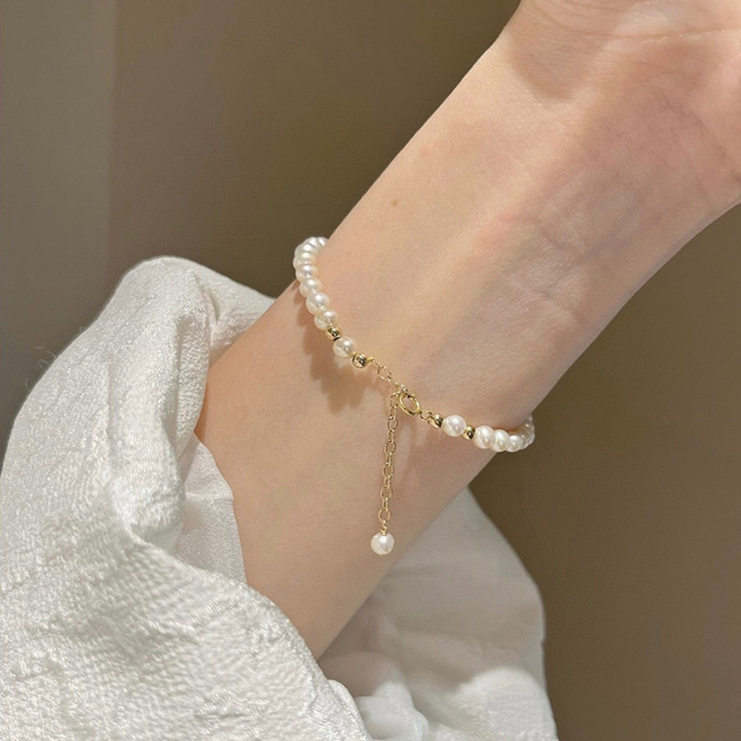 Koyace Classical Bead Pearl Hetian Jade Bracelet