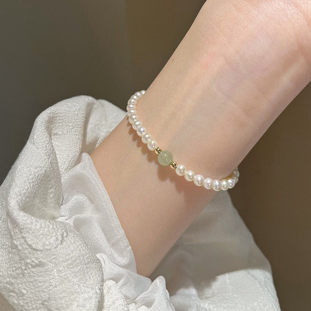 Koyace Classical Bead Pearl Hetian Jade Bracelet