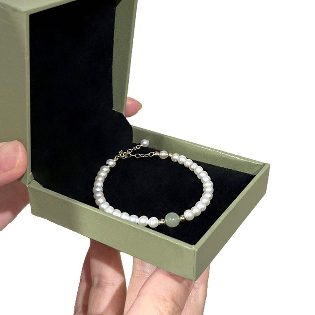 Koyace Classical Bead Pearl Hetian Jade Bracelet