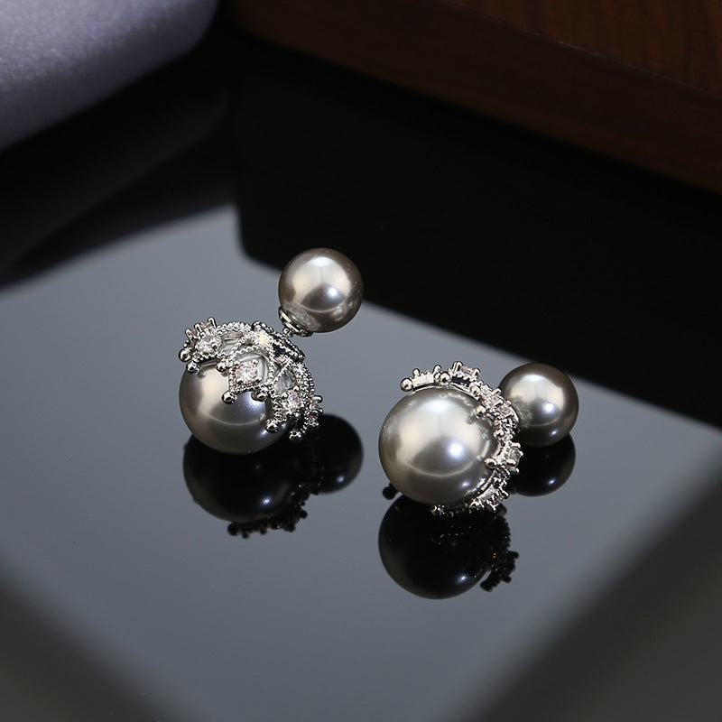Koyace Crown Beaded Front & Back Wearing Stud Earring