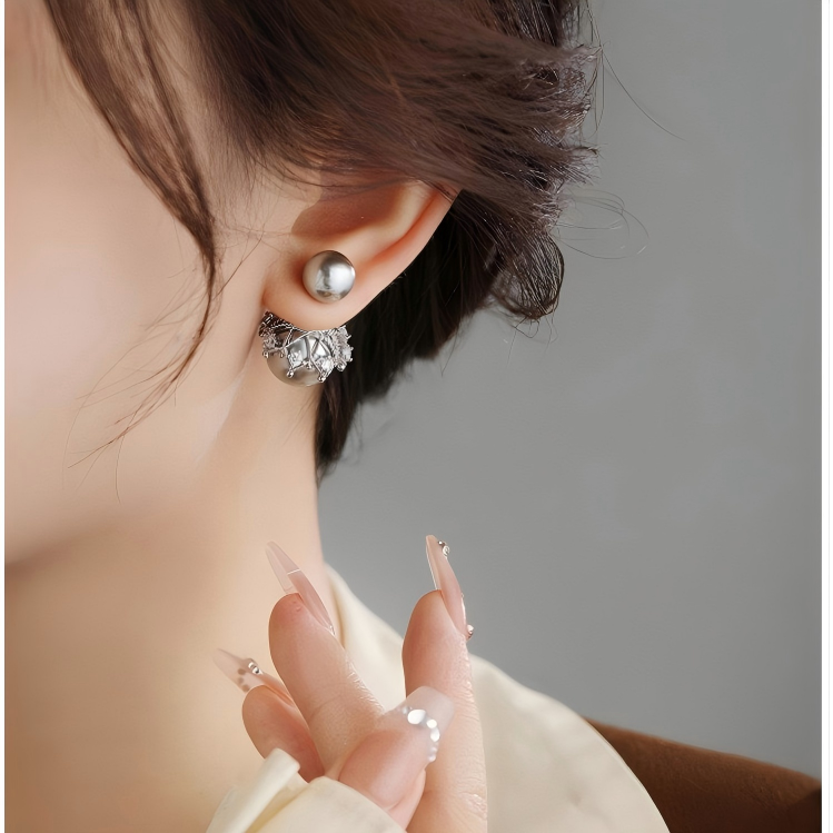 Koyace Crown Beaded Front & Back Wearing Stud Earring