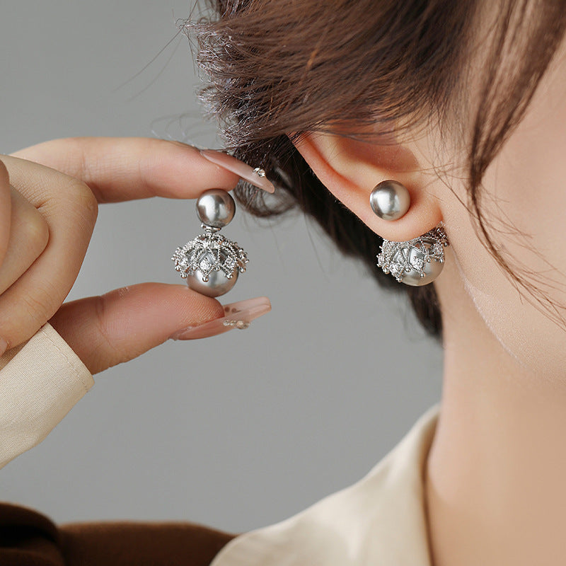 Koyace Crown Beaded Front & Back Wearing Stud Earring