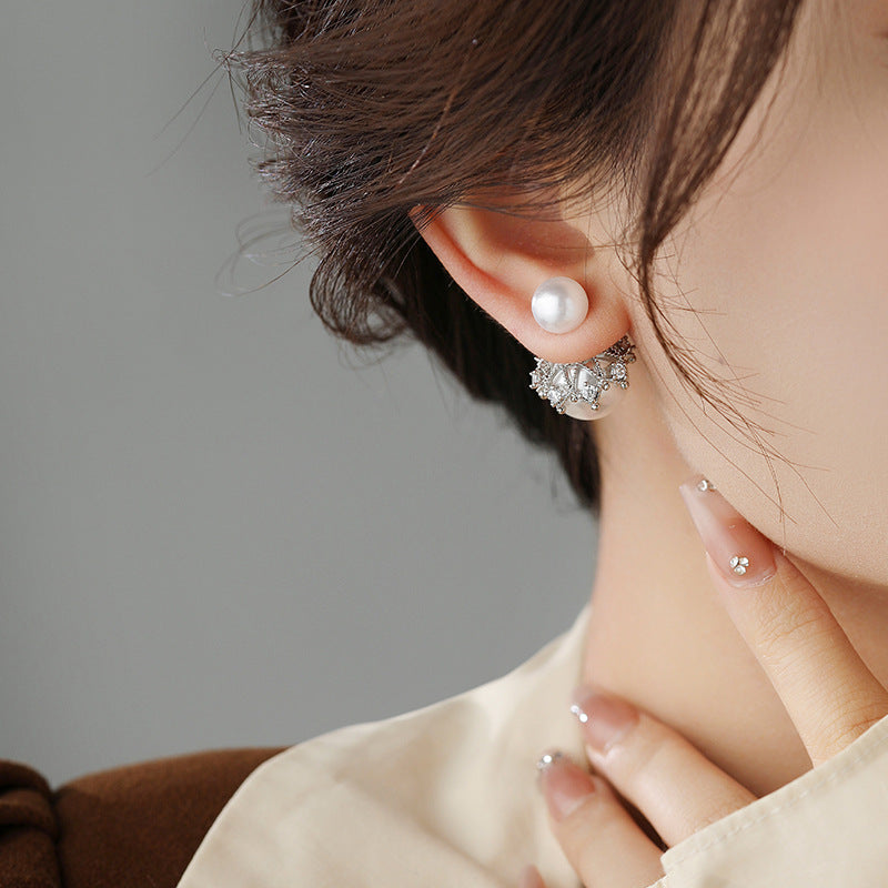 Koyace Crown Beaded Front & Back Wearing Stud Earring