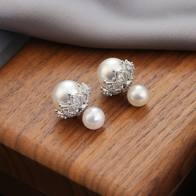 Koyace Crown Beaded Front & Back Wearing Stud Earring