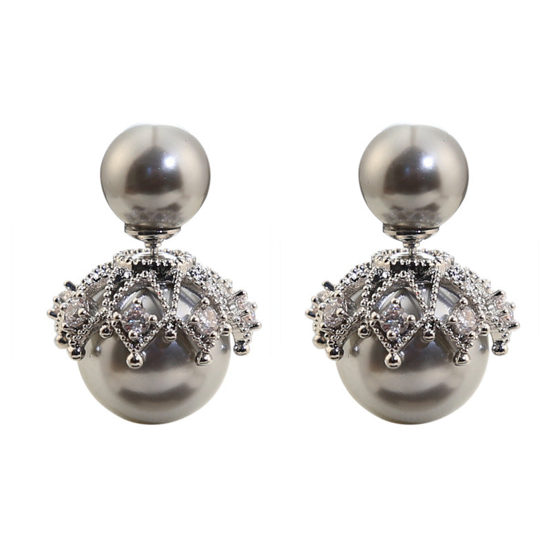 Koyace Crown Beaded Front & Back Wearing Stud Earring