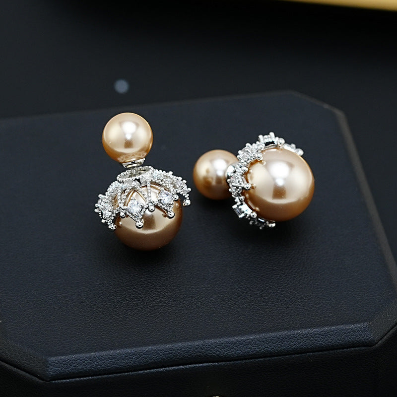 Koyace Crown Beaded Front & Back Wearing Stud Earring
