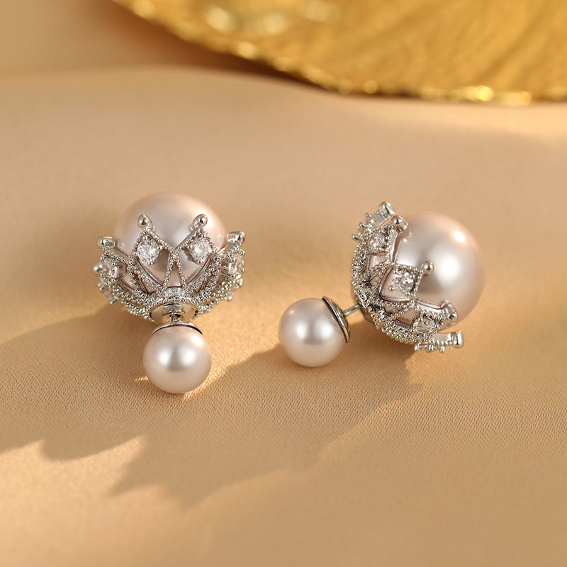 Koyace Crown Beaded Front & Back Wearing Stud Earring