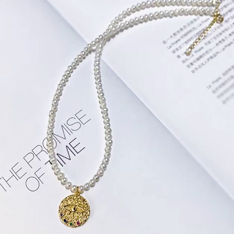 Koyace Devil's Eye Pendant Pearl Necklace