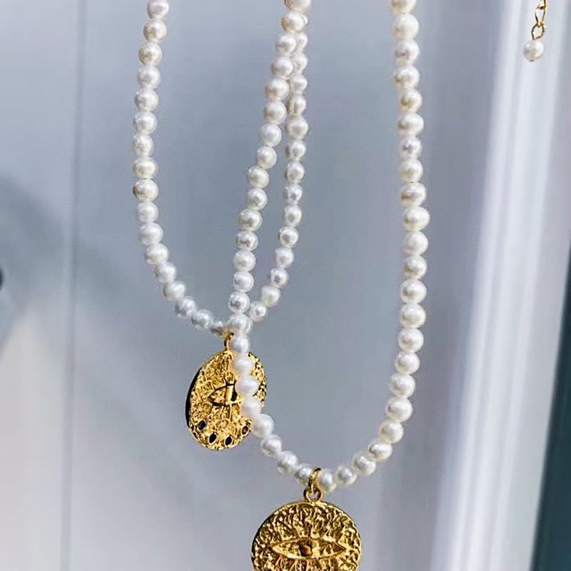 Koyace Devil's Eye Pendant Pearl Necklace