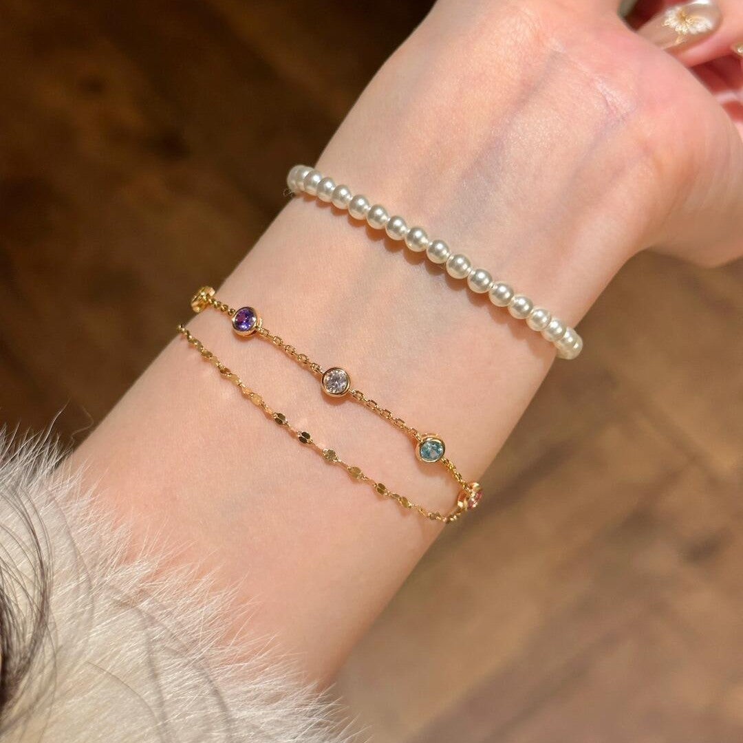 Koyace Dopamine Colored Bubble Double-layer Diamond Bracelet