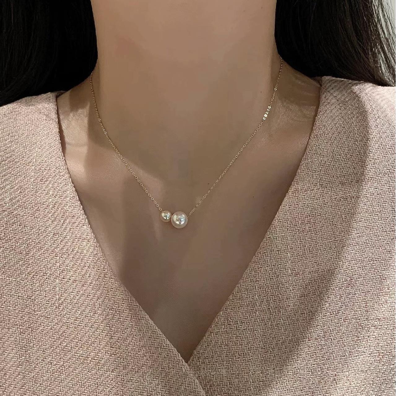Koyace Double-bead Akoya Pearl Pendant Necklace