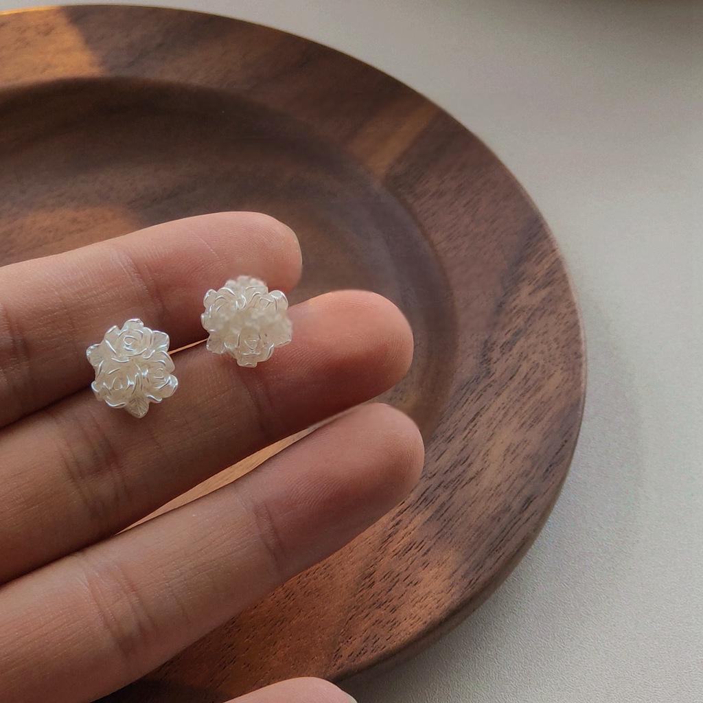 Koyace Elegant White Rose Stud Earrings