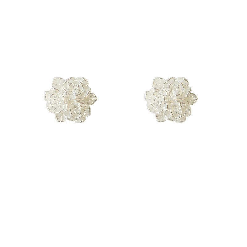 Koyace Elegant White Rose Stud Earrings